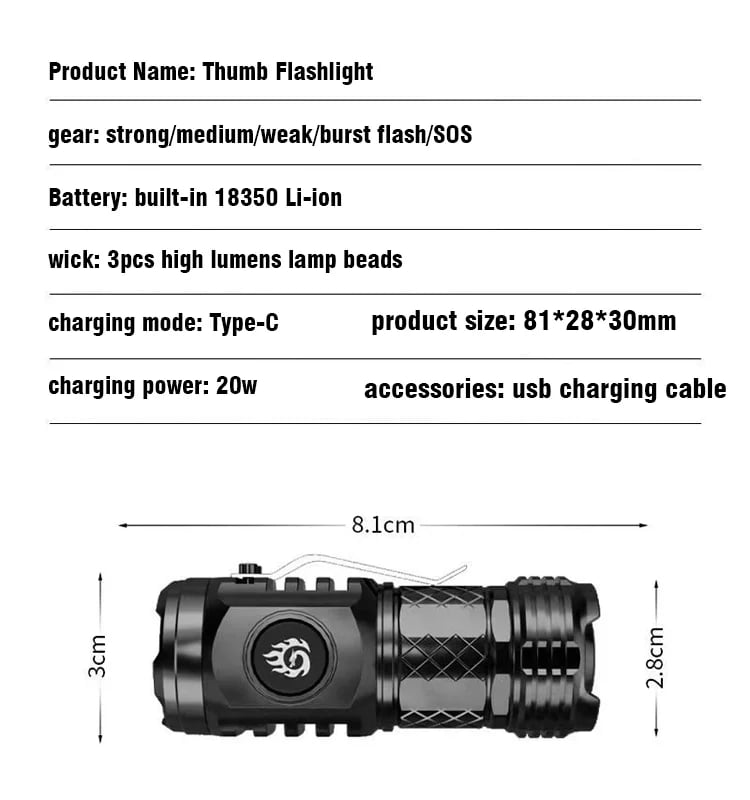 Three-eyed Monster Mini Flash Super Power Flashlight