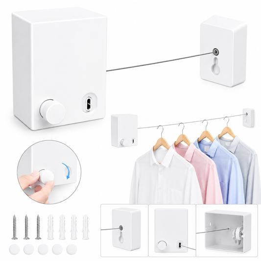 Telescopic Clothesline – Retractable Wall-Mounted Clothes Drying Rack for Home & Travel |Habi Mart