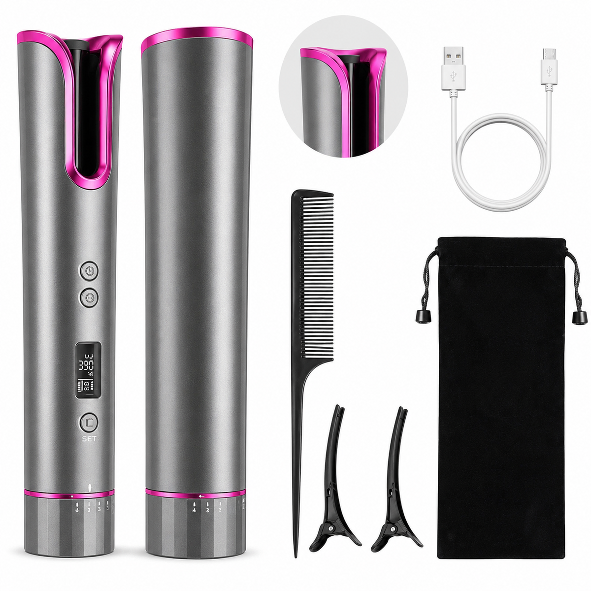 Automatic Cordless Hair Curler – Portable Wireless Curling Wand |Habi Mart