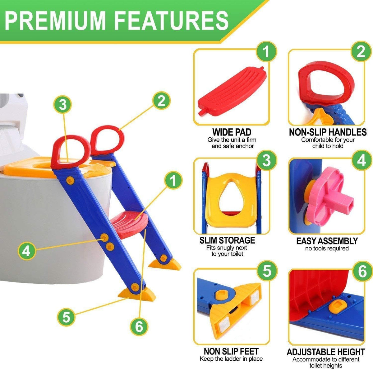 Children Toilet Ladder – Adjustable Toilet Step Stool & Potty Training Seat |Habi Mart