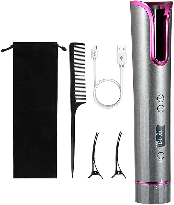 Automatic Cordless Hair Curler – Portable Wireless Curling Wand |Habi Mart