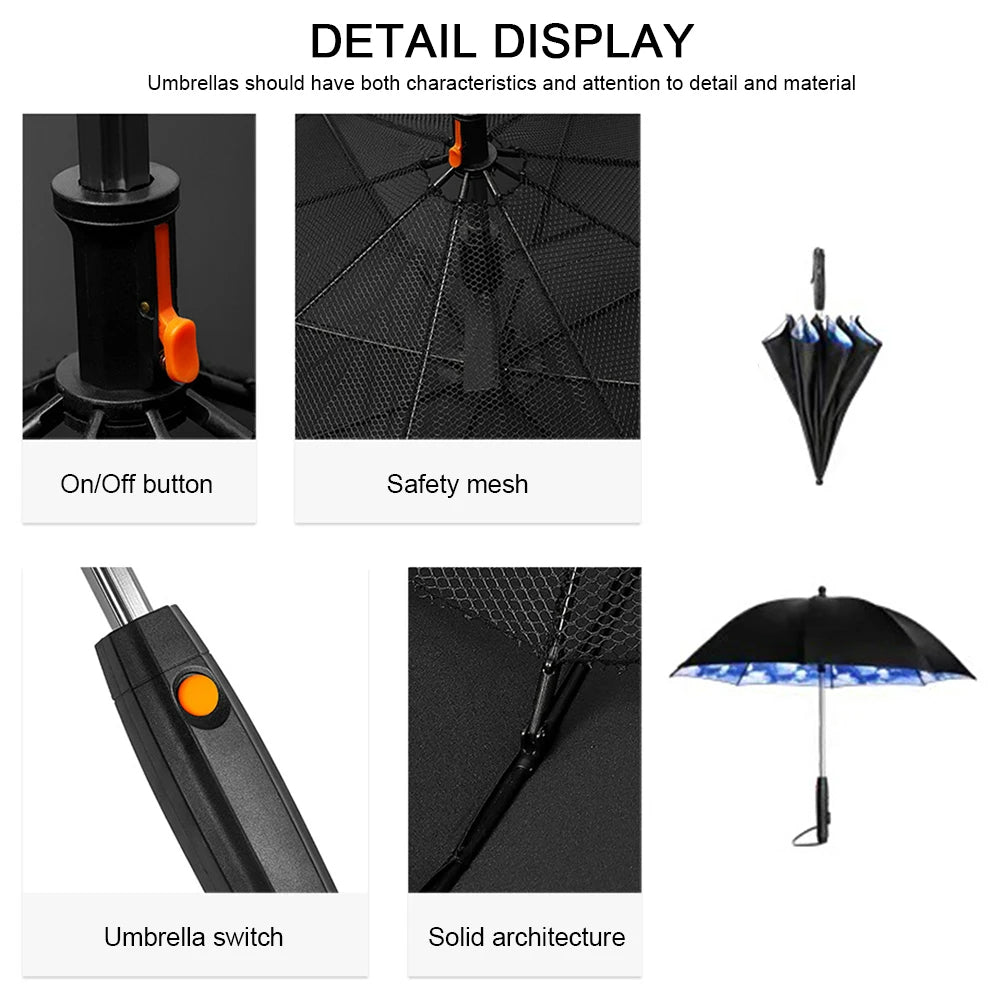 Built-In Cooling Fan and Mist Spray Fan Umbrella