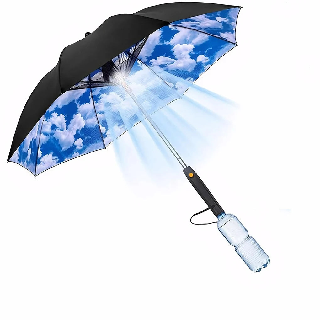 Built-In Cooling Fan and Mist Spray Fan Umbrella