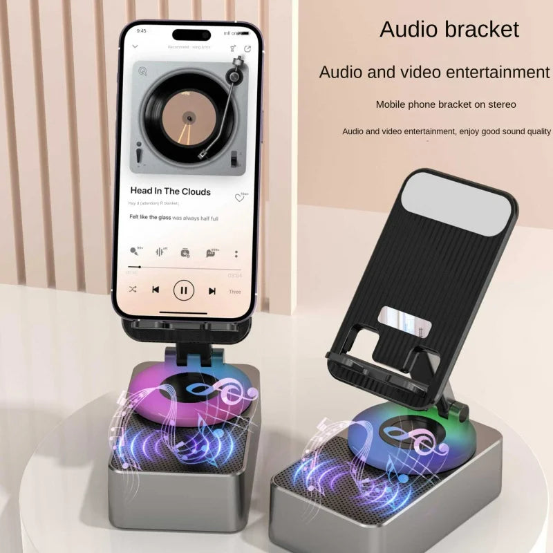 📱 3 In 1 Mobile Phone Bracket Bluetooth Speaker Power Bank Rotating Foldable Lazy Desktop Holder