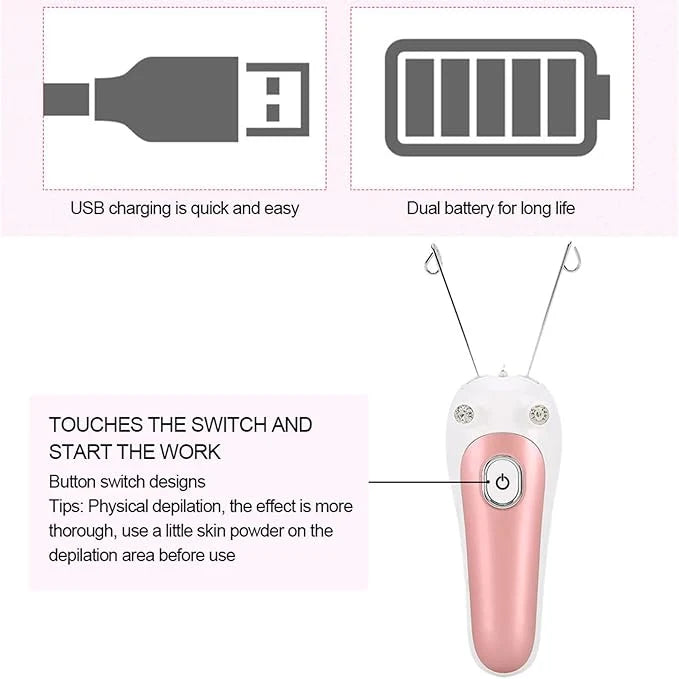 Electric Facial Threading Hair Removal Device – Painless Portable Facial Hair Remover for Women |Habi Mart