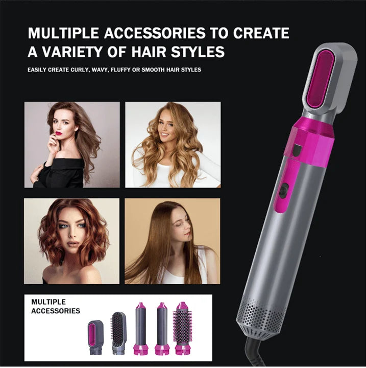 5-in-1 Hot Air Brush Styler – Hair Dryer & Styling Brush |Habi Mart
