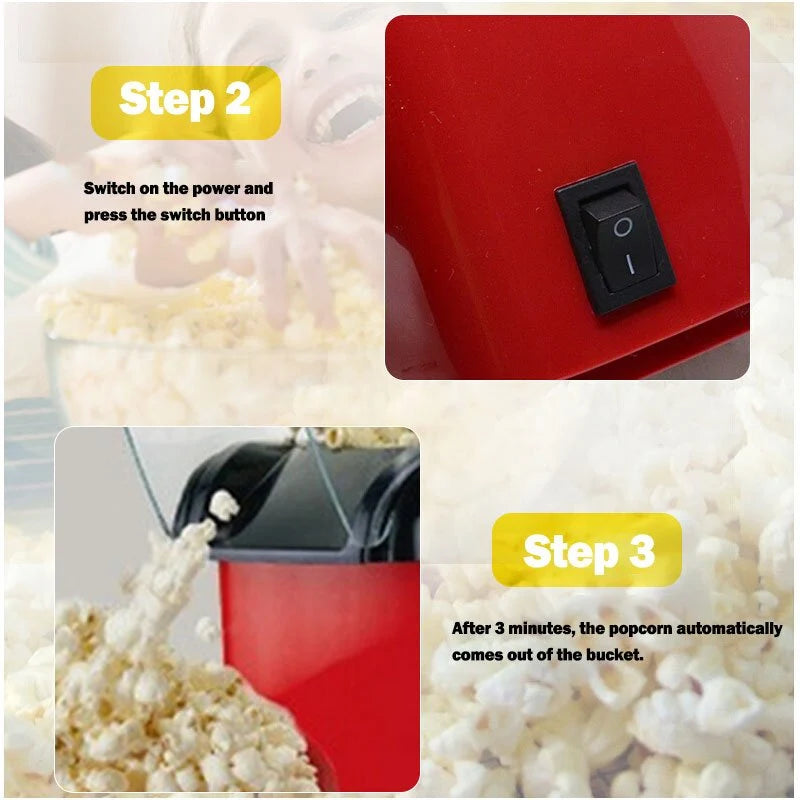 Mini Popcorn Machine – Compact Hot Air Popcorn Maker for Home & Parties |Habi Mart