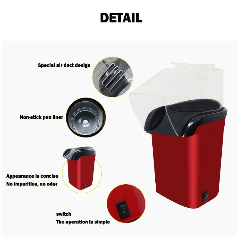 Mini Popcorn Machine – Compact Hot Air Popcorn Maker for Home & Parties |Habi Mart