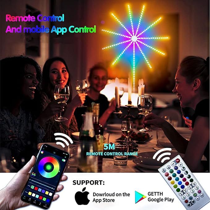 Smart Firework LED Lights – RGB Music Sync Lights with App & Remote |Habi Mart