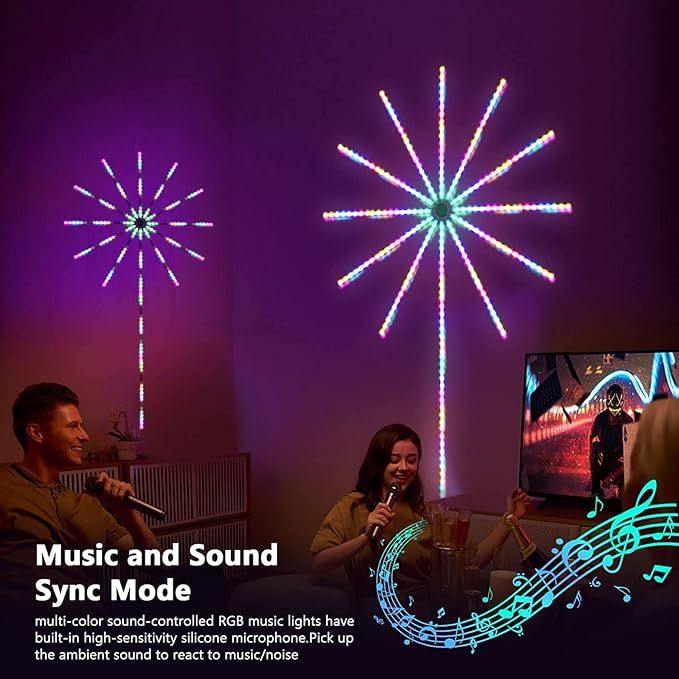 Smart Firework LED Lights – RGB Music Sync Lights with App & Remote |Habi Mart